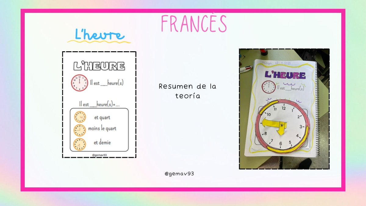 gemav93's tweet photo. ⏰✨🗣️ "Quelle heure est-il ?" nunca había sido tan interactivo. 🕰️🇫🇷 #AprenderFrancés #ClaseDivertida https://t.co/qBGhTr2g3j