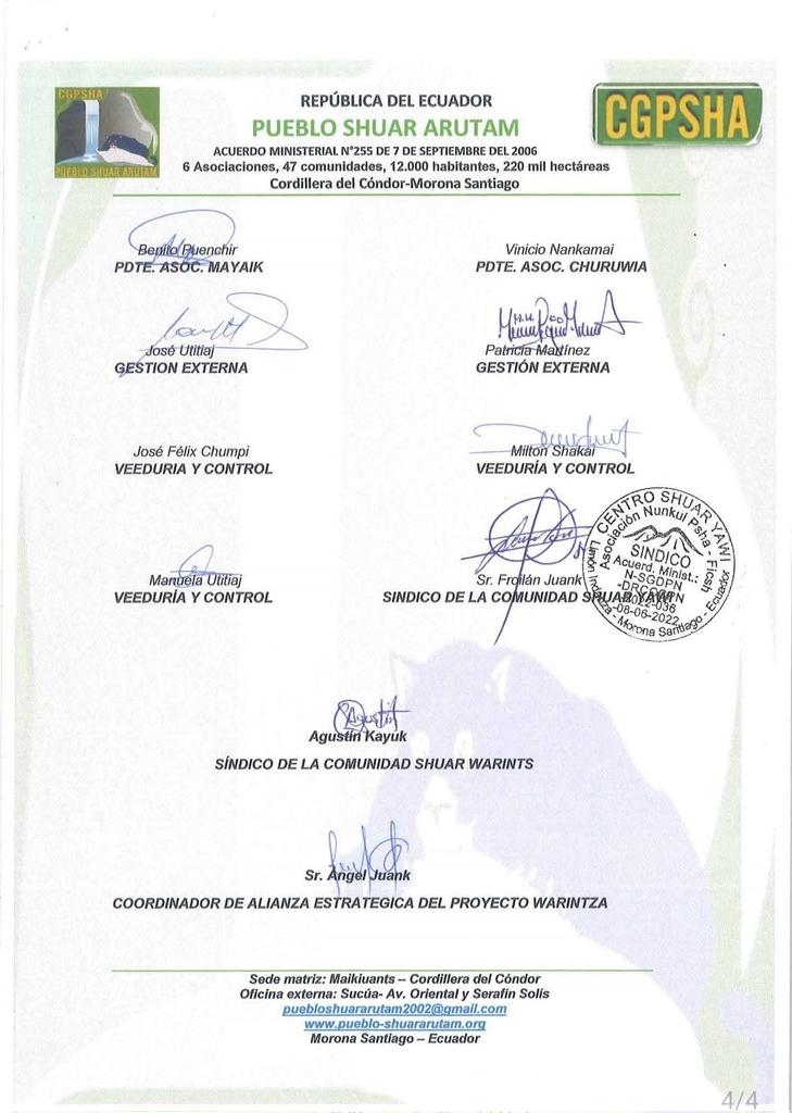 IMPORTANTE II
 Les compartimos la resolución del Pueblo Shuar Arutam, tomada durante la asamblea realizada el pasado 18 de enero de 2025 en la comunidad Yawi, en la que se brindó respaldo las decisiones de Warints y Yawi.

#WarintsyYawi
#SomosFuturo 
#TierraDePaz.
