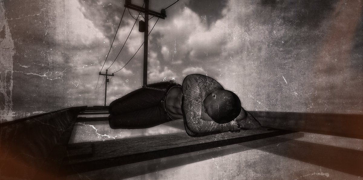 acousticenergy's tweet photo. As I lay on cold tracks, despair weighs me down. The sky mirrors my darkness with brooding clouds. Yet, hope flickers like a distant star, reminding me dawn is inevitable. Always love. #SecondLife #blackandwhitephotography #tattoo #Depresion https://t.co/drhMnC6XKN