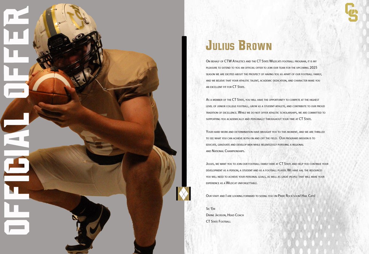 I am BLESSED to announce my second official offer from the CT State Wildcats!! Thank you <a href="/CoachJonesCTSW/">Shaq Jones</a>