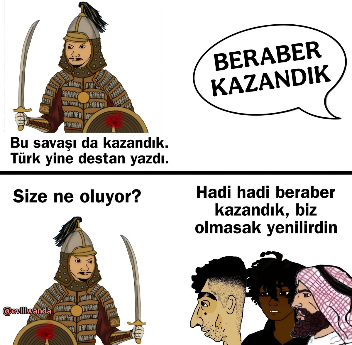 Türk'ün kazandığı her zafere ortak olmaya çalışmalarından bıktım.