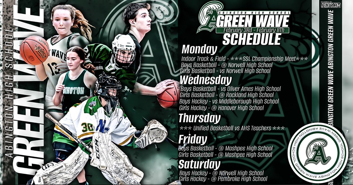 Here’s this weeks schedule