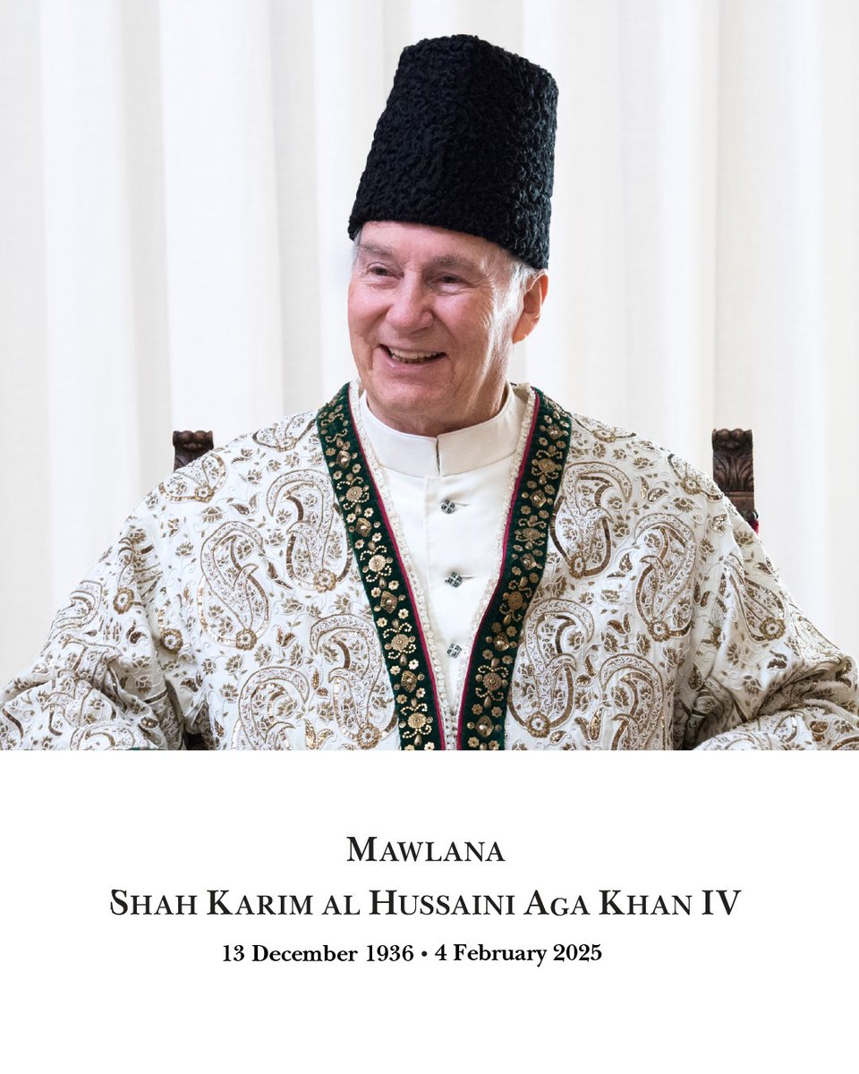 With profound sadness, the Jamat is informed that our beloved 49th hereditary Imam, Mawlana Shah Karim Al-Hussaini, passed peacefully to Almighty Allah’s grace on 4 February 2025 in Lisbon, Portugal, surrounded by his family. Visit the.ismaili for more information.