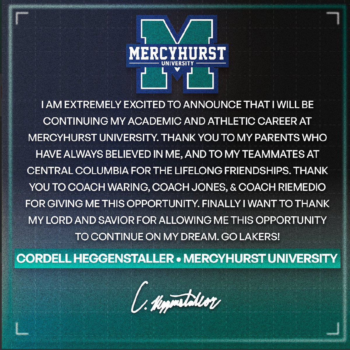 Cordell Heggenstaller (@cordellheggens1) on Twitter photo All Glory to God!
With that being said I am officially committed to <a href="/MercyhurstFB/">Mercyhurst Football</a>
Thank You to my parents for believing in me!
Also Thank you to Tom Hughes <a href="/VAPORTRAIL2471/">VAPORTRAIL247 SPEED TRAINING</a> for helping with this journey !
<a href="/PaFootballNews/">Pennsylvania Football News</a> <a href="/EPAFootball/">EasternPAFootball</a> <a href="/circlewsports/">Circle W Sports</a> <a href="/ccbluejaysports/">CC Athletics</a> All Glory to God!
With that being said I am officially committed to <a href="/MercyhurstFB/">Mercyhurst Football</a>
Thank You to my parents for believing in me!
Also Thank you to Tom Hughes <a href="/VAPORTRAIL2471/">VAPORTRAIL247 SPEED TRAINING</a> for helping with this journey !
<a href="/PaFootballNews/">Pennsylvania Football News</a> <a href="/EPAFootball/">EasternPAFootball</a> <a href="/circlewsports/">Circle W Sports</a> <a href="/ccbluejaysports/">CC Athletics</a>