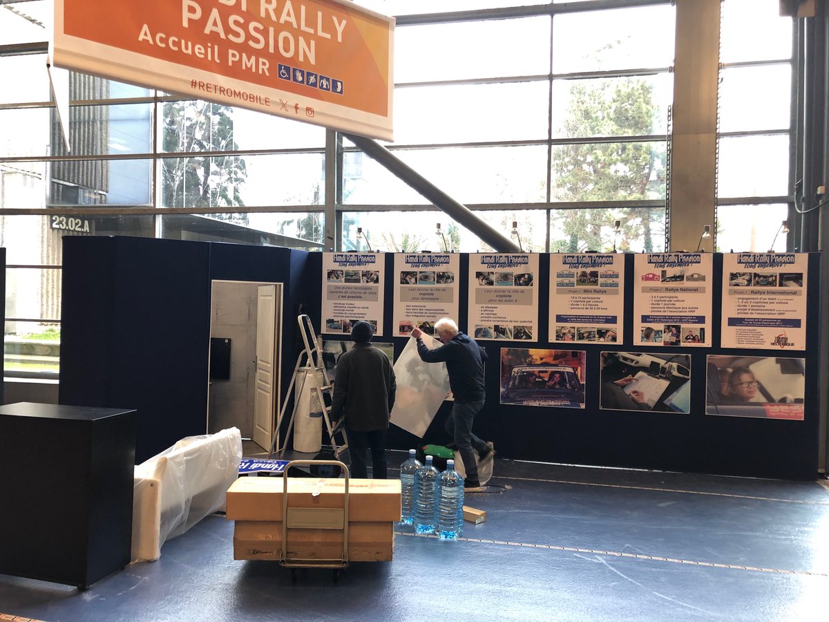HandiRally's tweet photo. Journée d'installation  du stand HRP à @RetromobileFR . 
Tout est (presque) prêt pour 5 jours de salon. On est même passés voir les copains du Tour de Corse Historique ! 
RDV mercredi 5 février pour l'ouverture ! #handicap #voitures #TourdeCorse #retromobile https://t.co/HiaieLJR7i