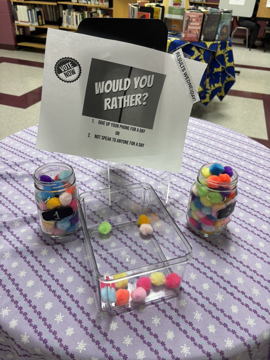 StAugSS's tweet image. Would You Rather? 🧐📚

Join us every Monday in the library for a fun Would You Rather? activity! Cast your vote and see the results every Wednesday.

Brought to you by the Library Crew: Mr. Martinic &amp;amp; Ms. Brezina.

See you there! 👀✨

#LibraryFun #WouldYouRather #FalconReads