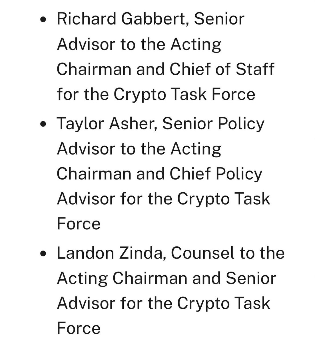 New #SEC 2.0 Crypto Task Force appointments today : Richard Gabbert, Taylor  Asher and Landon Zinda