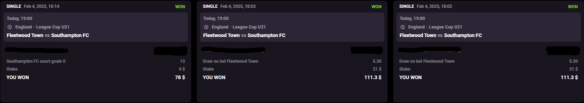 OddsNotify's tweet image. We land some some monster odds tonight in the $1k-$10k challenge as Fleetwood U21 get it done 2-0!

Southampton U21 0 Goals @ 13.00✅
Fleetwood U21 DNB @ 5.30✅

This bring us to our biggest bankroll so far at $7,166.81💰

We are less than $3000 away from buyback📈