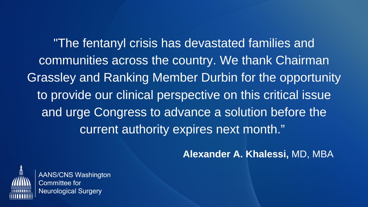 Neurosurgery (@neurosurgery) on Twitter photo @Neurosurgery and their partners are leading the way in supporting bipartisan efforts to address the illegal #fentanyl crisis. Read our press release quoting <a href="/DrAlexKhalessi/">Alexander Khalessi, MD, MBA</a> on the Senate Judiciary’s hearing and the letter here-> newswise.com/articles/neuro… @Neurosurgery and their partners are leading the way in supporting bipartisan efforts to address the illegal #fentanyl crisis. Read our press release quoting <a href="/DrAlexKhalessi/">Alexander Khalessi, MD, MBA</a> on the Senate Judiciary’s hearing and the letter here-> newswise.com/articles/neuro…