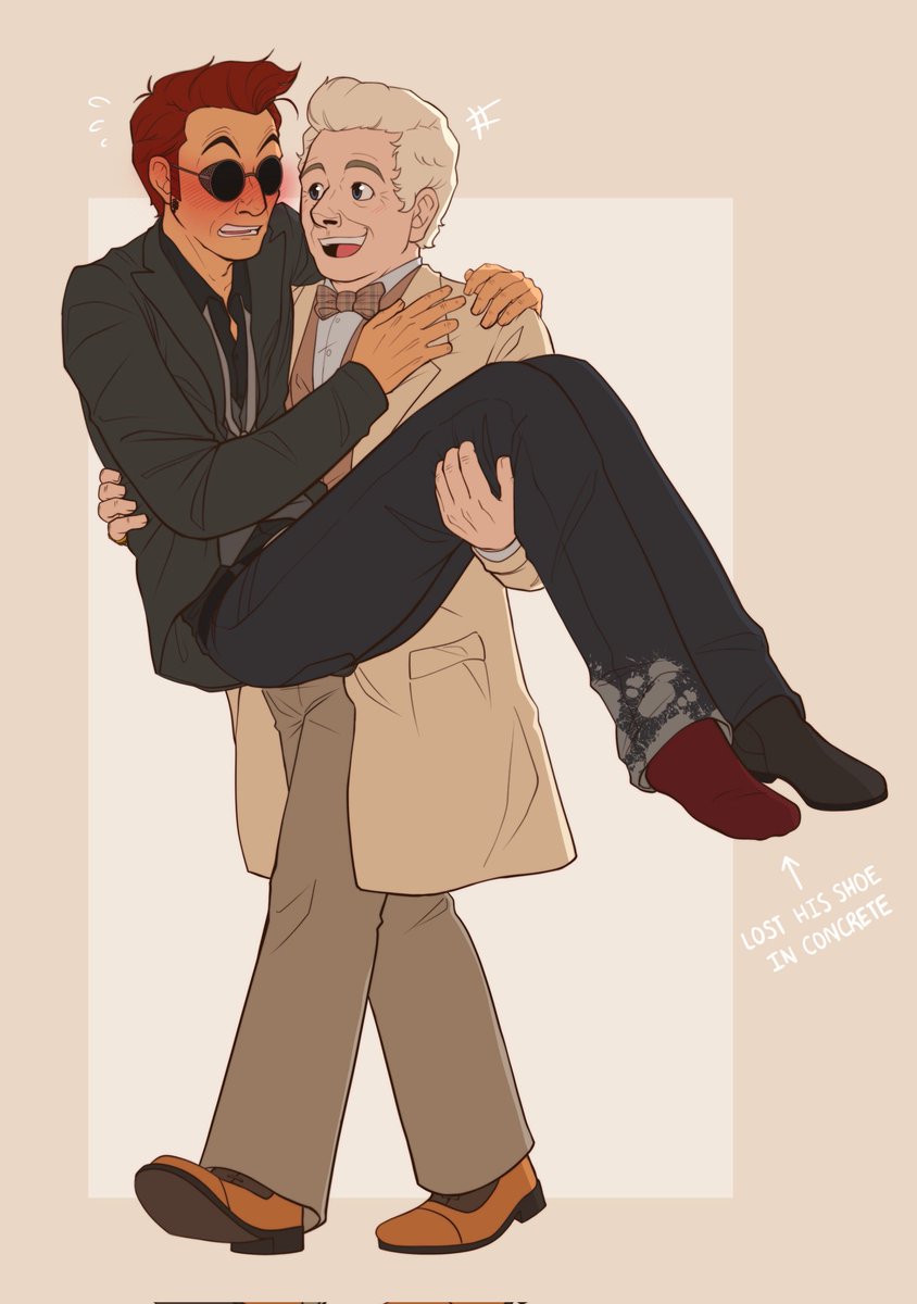 smudgeandfrank's tweet photo. Crowley: A-Angel! I told you, I can walk without one shoe!!

Aziraphale: Don’t be silly! You might cut your foot on something sharp, seeing as you don’t pay attention to where you’re walking! Carrying you is much safer.

#GoodOmens https://t.co/omXWKxu8QV