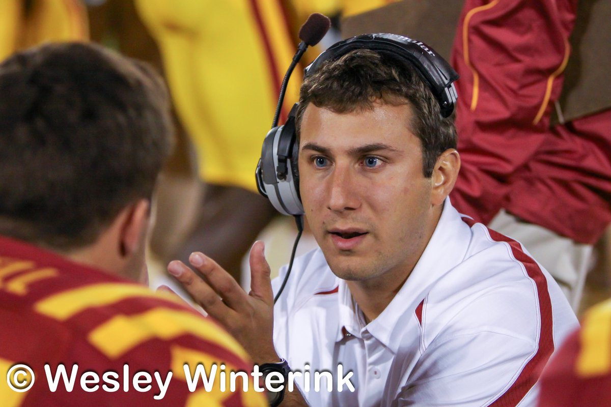 New Houston Texans offensive coordinator Nick Caley was a grad assistant on defense at Iowa State from 2009-2011.
