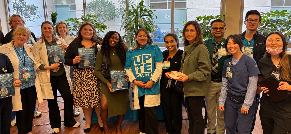 UPTECWA's tweet photo. UPTE members across UC showed up yesterday for day one of our strike authorization vote over UC’s unfair labor practices. Over 6k of us voted in the first twenty-four hours. Join your colleagues by voting yes to strike now. Link to ballot is in the bio. #Strike #StrikeReady https://t.co/MIXrFQFQTp