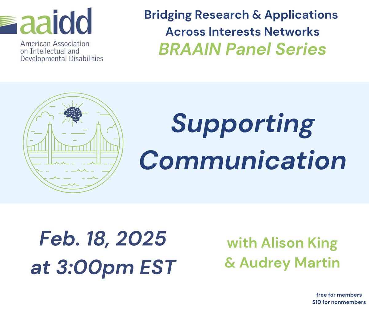 📣Reminder!📣
 
Join us Tues. 2/18 at 3pm ET for the next panel in our BRAAIN series, where our focus will be supporting communication.

We're excited to be joined by Alison King &amp; Audrey Martin - and hope you can make it too. 

If you aren't registered yet, send us a message!