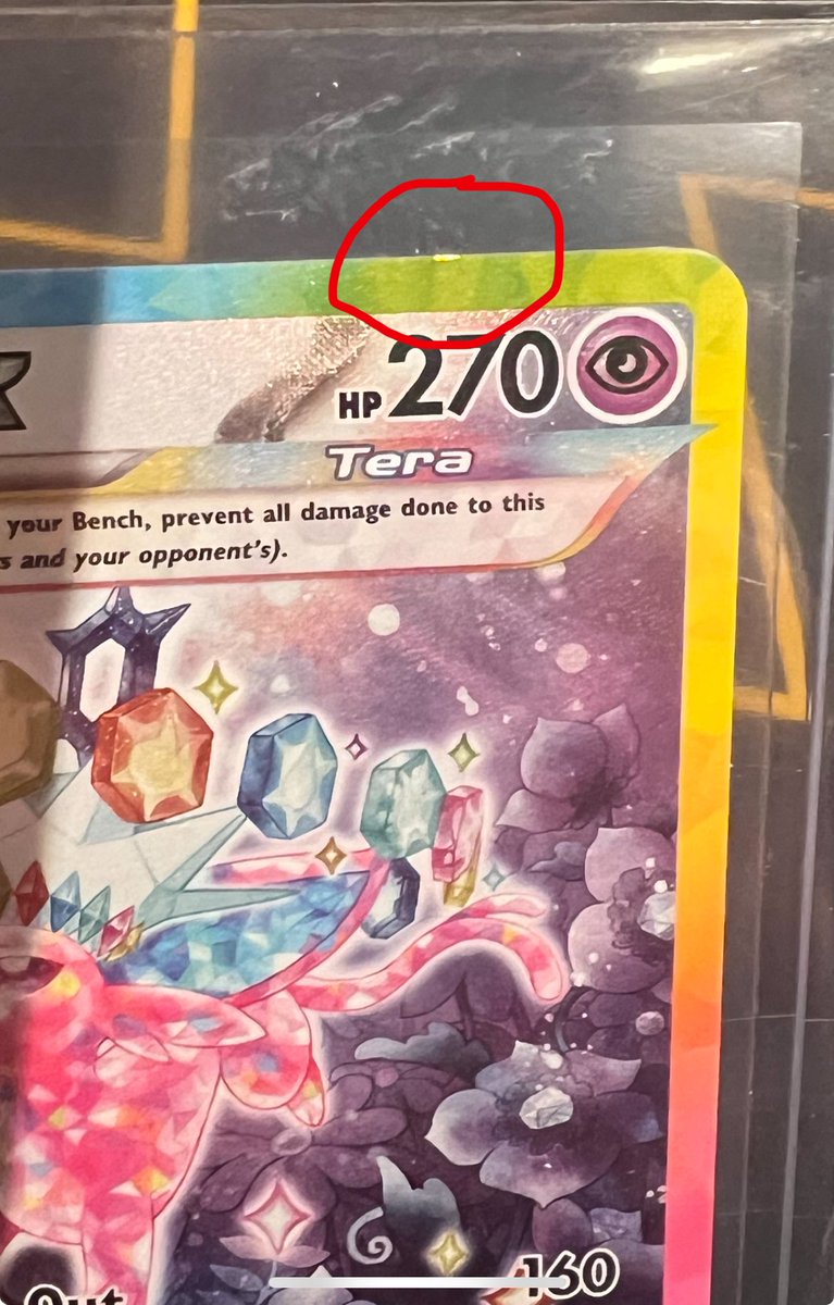 SStout_16's tweet photo. Just noticed this little mark on my espeon ex :/ looks like I’m not gonna grade it 😭 https://t.co/kLbS8QOOLS