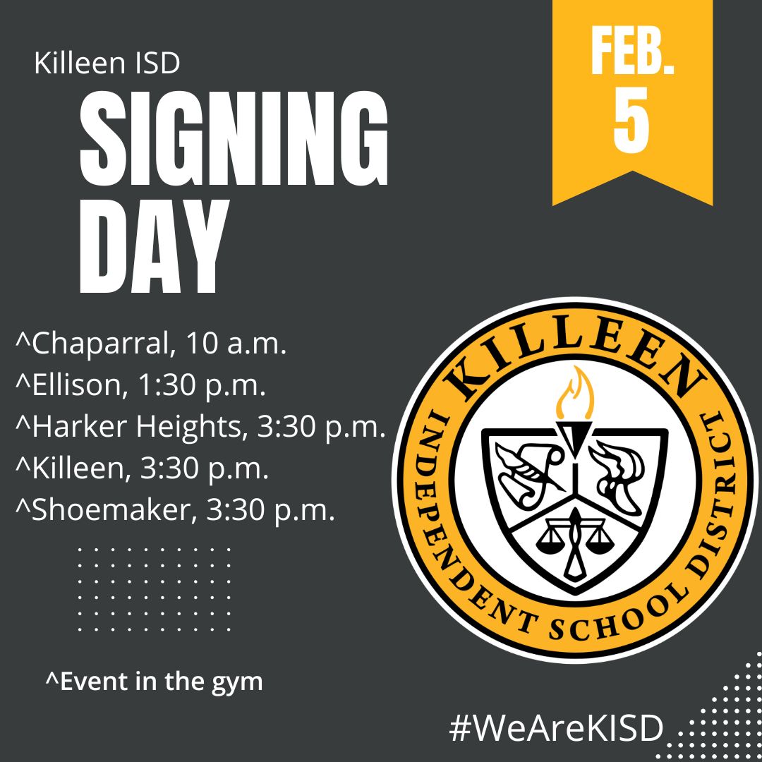 About 25 senior student-athletes are expected to announce their college destinations Wednesday at five signing day ceremonies across the district. It's always encouraging to watch our athletes reach the next steps of their goals! #WeAreKISD