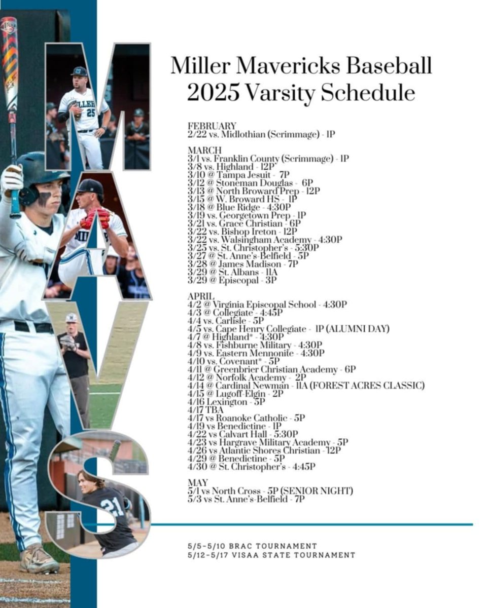 🆂🅴🅰🆂🅾🅽 🅷🅸🅶🅷🅻🅸🅶🅷🆃🆂 
🩵 10 games vs reigning champions
🖤 Play teams from 6 different states
🩵 11 Teams from last year's VISAA Championships 
🖤 24 VISAA games across all divisions
🩵 38 game regular season
🖤 20 home games

<a href="/PrepBaseballVA/">Prep Baseball Virginia/DC</a>
