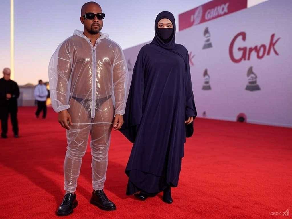 xenovector_'s tweet photo. Kanye West e sua esposa no Grammy do multiverso https://t.co/k8AZLK1fFi