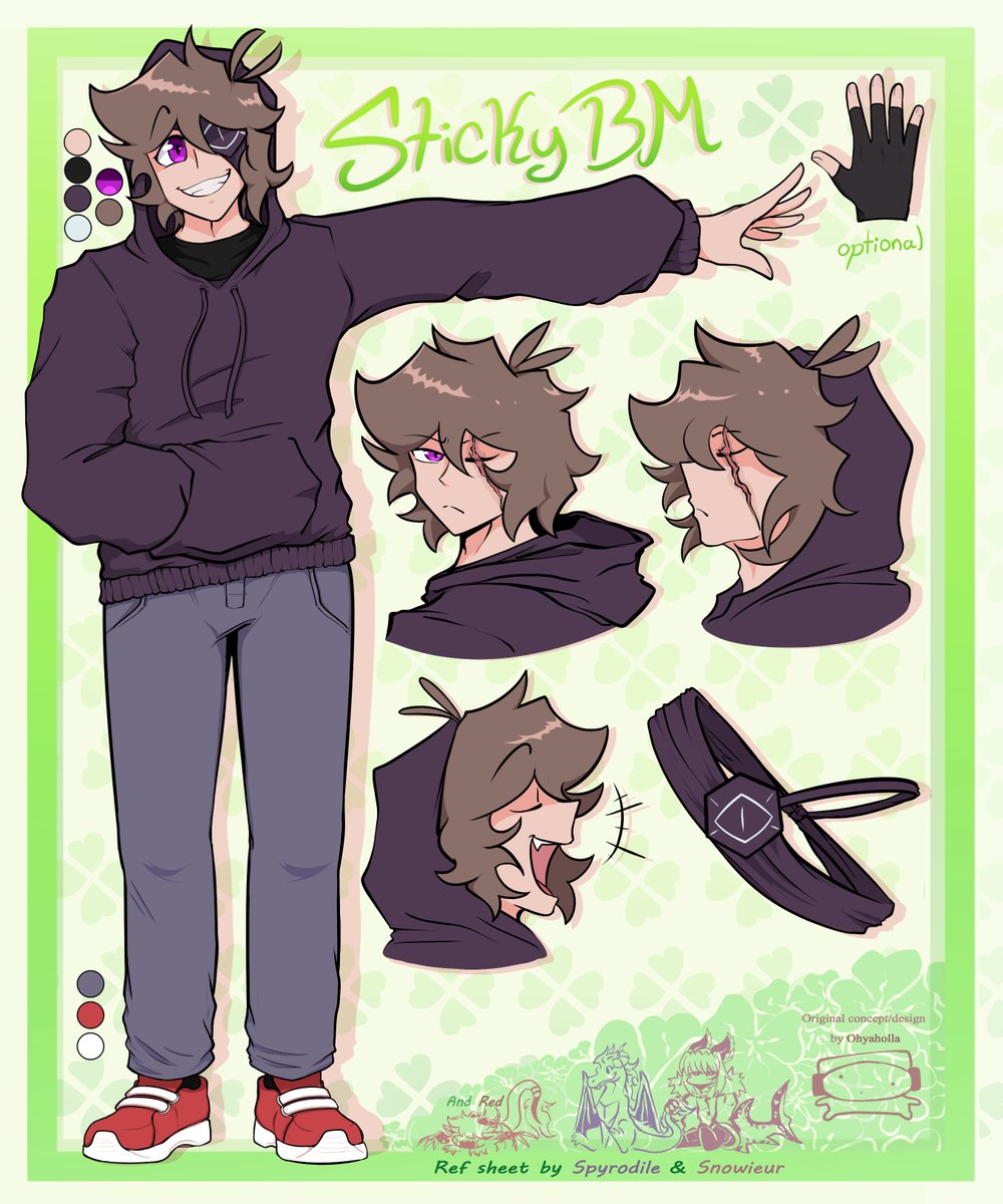 StickyBM's tweet image. Here's my reference sheet!
It's been 3 years since the original ref sheet was made, so we decided that it was probably about time the ref sheet got updated so...
HERE IT IS!
It was made by the wonderful @Spyrodile!