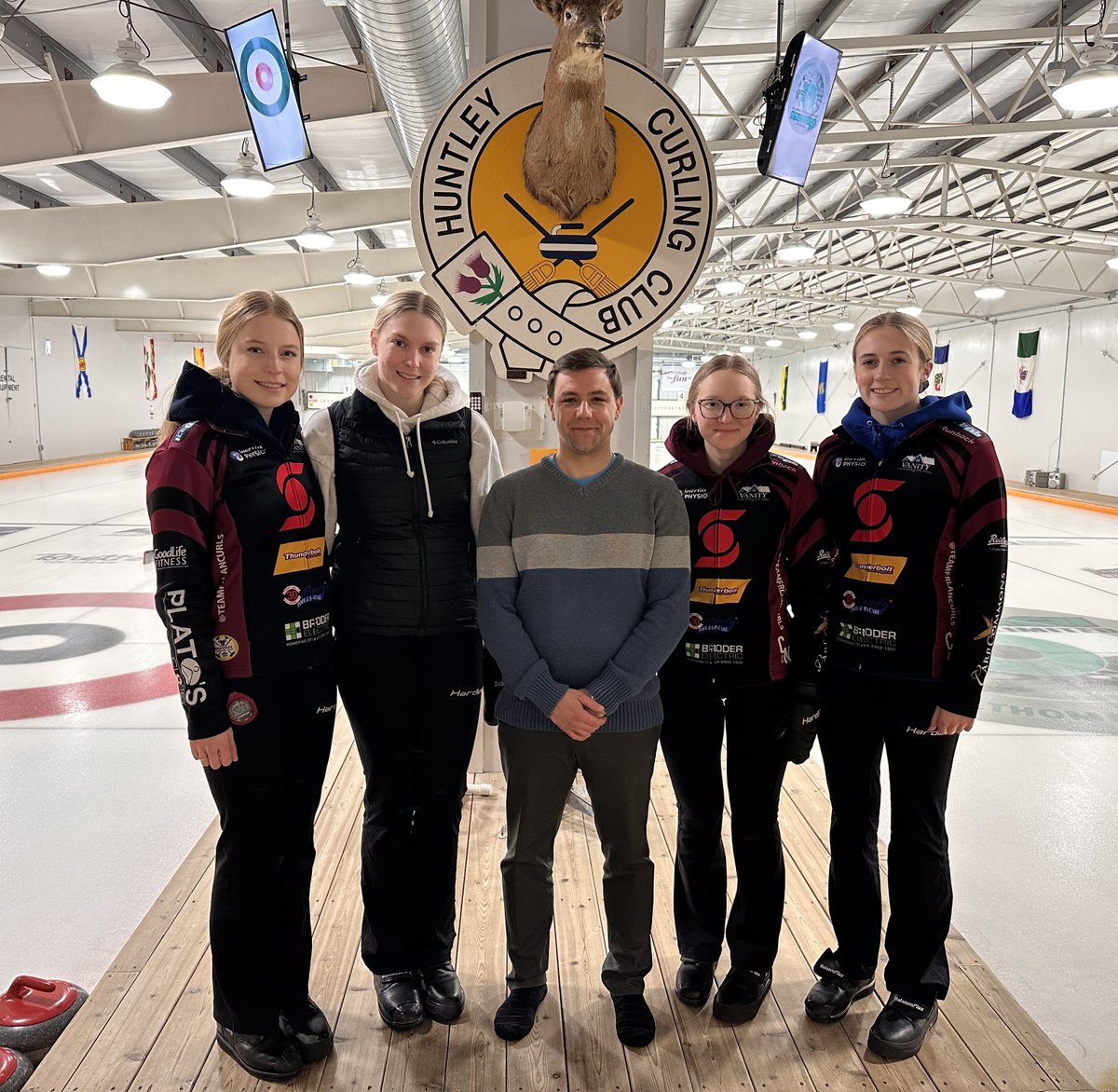 We had a nice visit and chat with our Ward 5 Councillor - Clarke Kelly today after our practice at Huntley Curling Club. Thank you for the pins! They will be added to our gift bags that we will be exchanging with other provincial teams