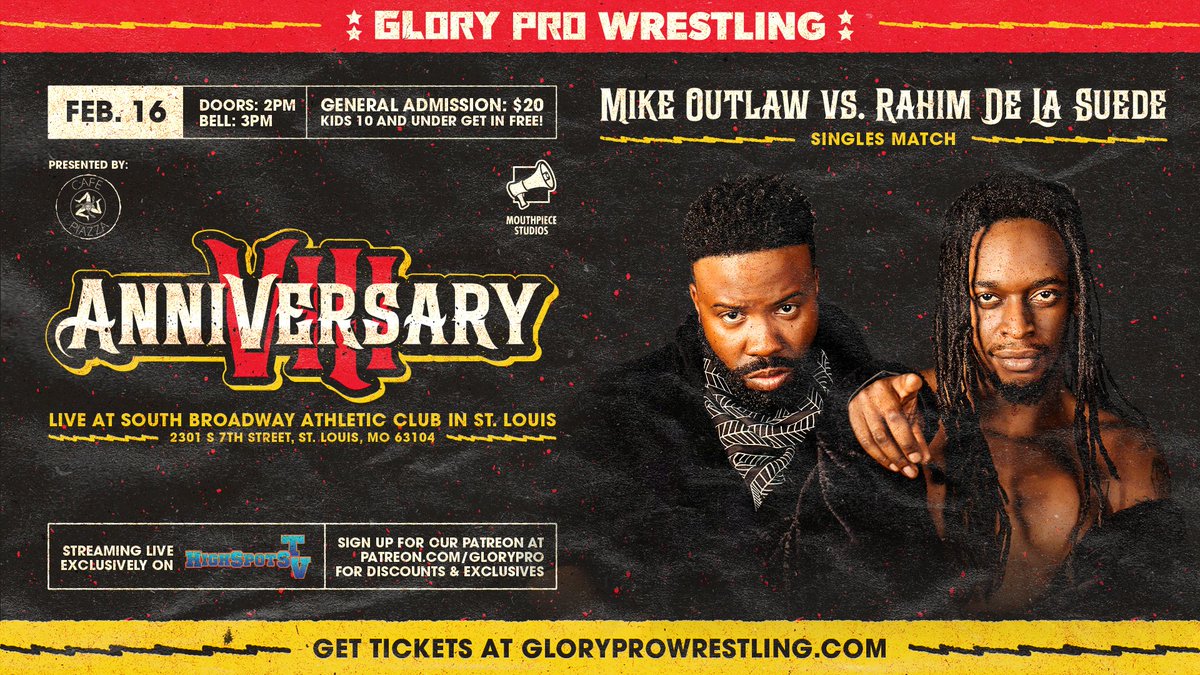 Anniversary VIII 🎇

<a href="/RahimSuede/">Suedelicious 💋</a> is out for revenge as he takes on former Crew partner <a href="/TheReal_MOutlaw/">Mike Outlaw</a> in singles action!

Sunday Feb 16 | 3pm

Streaming LIVE on <a href="/HighspotsWN/">Highspots.TV</a>