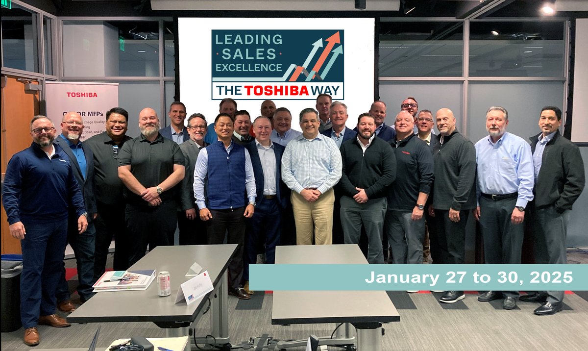 StevenBamberger's tweet photo. Congratulations &amp; thank you to the latest wave of  Toshiba all-star sales leaders who completed our Leading Sales Excellence seminar. You were a very spirited &amp; engaged group of learners. It was a pleasure to working with you all.  Good Selling!   @ToshibaBusiness #Toshiba https://t.co/hY0SGVEqoF