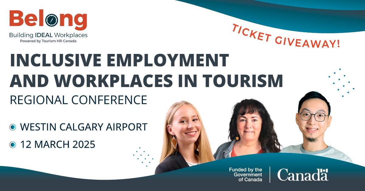You could win tickets to our upcoming Belong regional conference, Inclusive Employment and Workplaces in Tourism! 🎟

Taking place in Calgary on March 12, this one-day event is packed with learning, collaboration, and inspiration.

Enter the draw here: bit.ly/3ElE8Mi