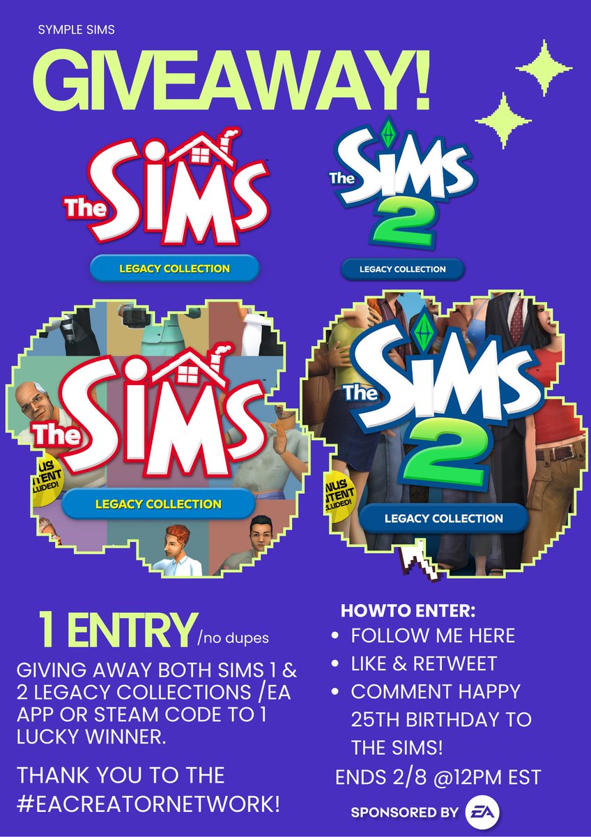 symplesims's tweet image. GIVEAWAY! 🚨
Details Below, Good Luck to everyone! ✨
#TheSims25 #TheSims #EACreatorNetwork