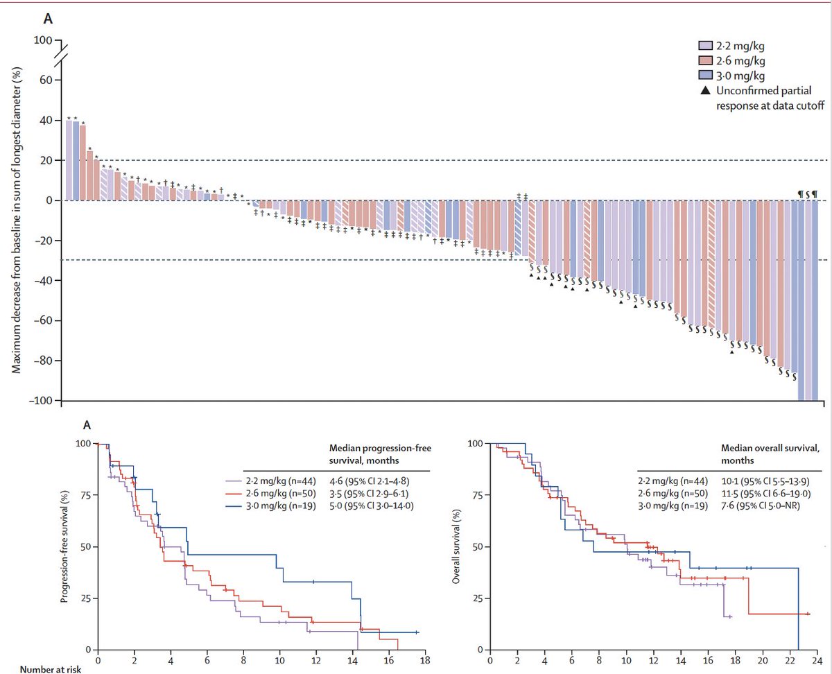 Arndt Vogel (@arndtvogel) on Twitter photo Claudin 18.2-targeting antibody–drug conjugate CMG901 in patients with advanced GC/GEJ cancer
<a href="/TheLancetOncol/">The Lancet Oncology</a>
doi.org/10.1016/S1470-…
🔎 KYM901 phs 1 trial
👉ORR 29%, DCR 68%
👉SAE ≥3 68%
👉first CLDN18.2- specific ADC
🧐Phs 3 ongoing...
<a href="/myESMO/">ESMO - Eur. Oncology</a> Claudin 18.2-targeting antibody–drug conjugate CMG901 in patients with advanced GC/GEJ cancer
<a href="/TheLancetOncol/">The Lancet Oncology</a>
doi.org/10.1016/S1470-…
🔎 KYM901 phs 1 trial
👉ORR 29%, DCR 68%
👉SAE ≥3 68%
👉first CLDN18.2- specific ADC
🧐Phs 3 ongoing...
<a href="/myESMO/">ESMO - Eur. Oncology</a>