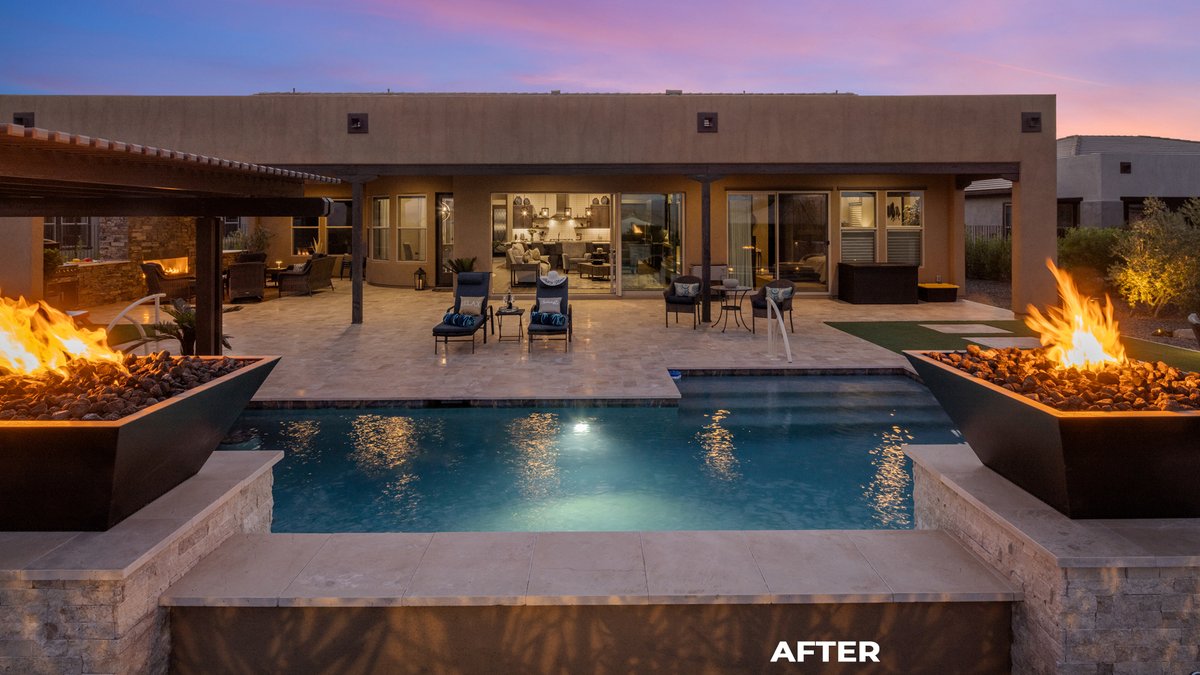 calpool's tweet image. Celebrating Transformation Tuesday with these stunning Before 🔁 After shots from this Rio Verde backyard✨ 

This beautiful outdoor living space is built for year-round enjoyment!

Start your backyard transformation today!
bit.ly/4jKZ5QY

#transformationtuesday #calpool