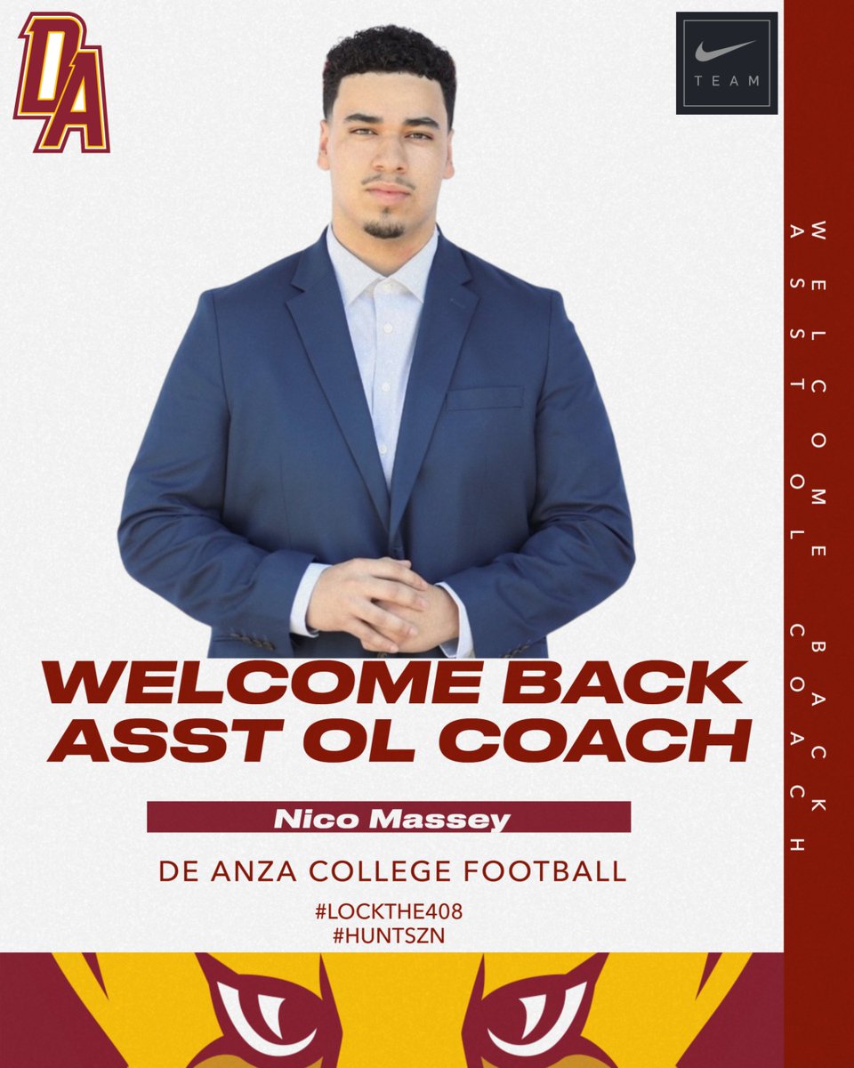 Welcome back !!! New Assistant OL Coach is former All State De Anza Lion! #LOCKTHE408