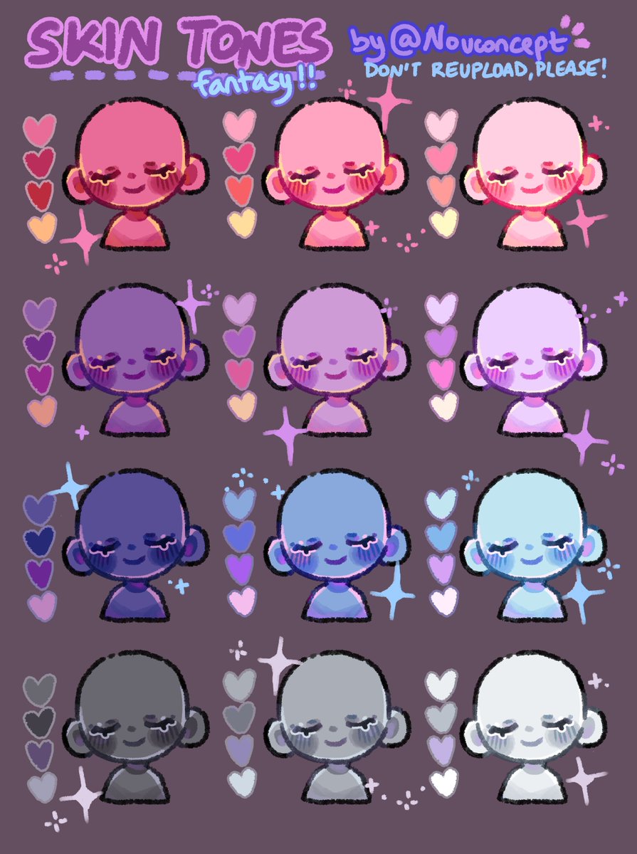 nouconcept's tweet photo. fantasy skin tones palettes updated with gray and orange! 🎨✨ https://t.co/snxXxRr3ul