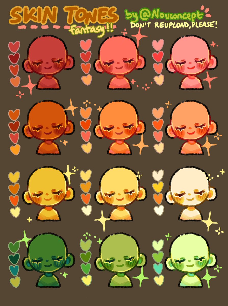 fantasy skin tones palettes updated with gray and orange! 🎨✨