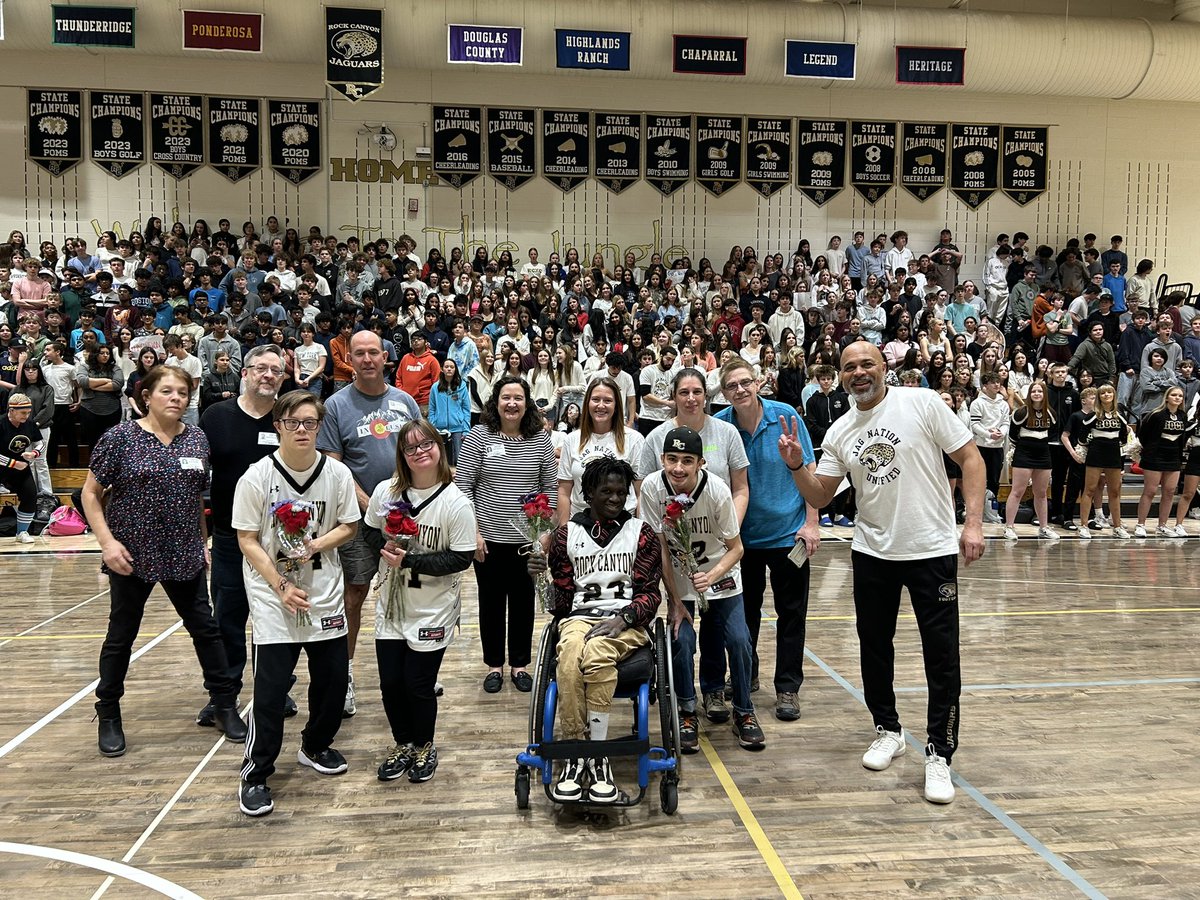 We celebrated our Senior Unified athletes today at halftime of their basketball game vs. the English department. You will be missed and you will always be Jaguars! Go Jags!!!