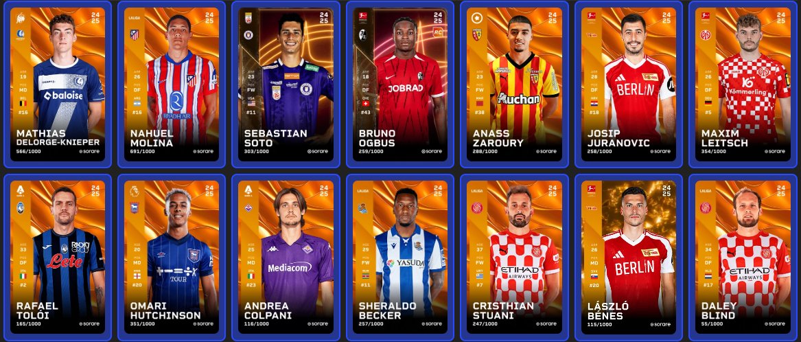 🎁 GIVEAWAY SORARE 🎁

Petit ménage dans ma galerie : 14 cartes In-Season (dont 3 special edition) pour 1 seul gagnant ! 🔥

Conditions pour participer :
- Like ❤️
- Follow 👤
- Retweet ♻️
- Nom du manager en commentaire 💬

🕒 48H pour participer ! 

Bonne chance à tous ! 🍀⚽