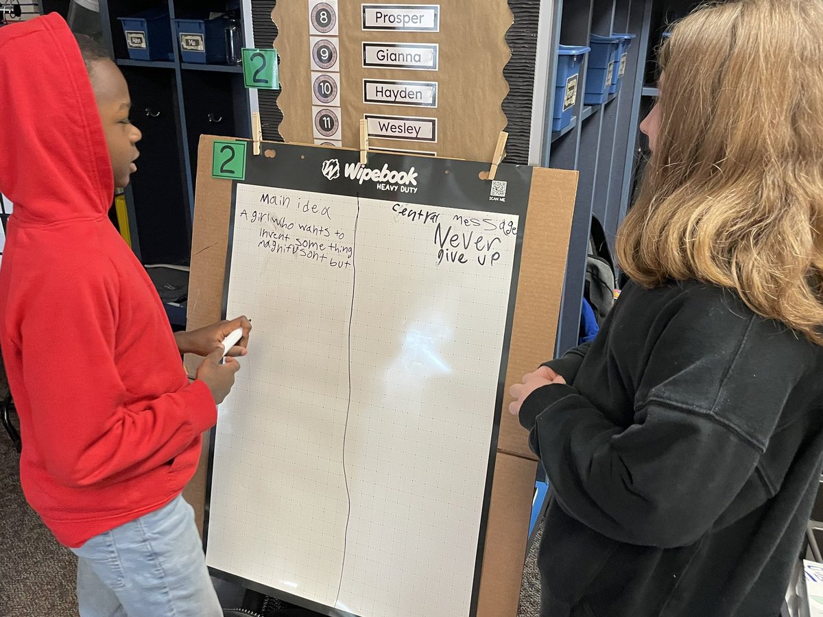 PVWollberg's tweet photo. Noticing the differences between main idea and central message as we work with partners on our Big Boards. #pvlearns #partnerpractice https://t.co/Knvt2NRKio