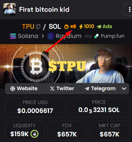 No matter the dip, $TPU is still standing strong and we are going back up.

We are still #8 on Dex Screener, let's make the most out of it.