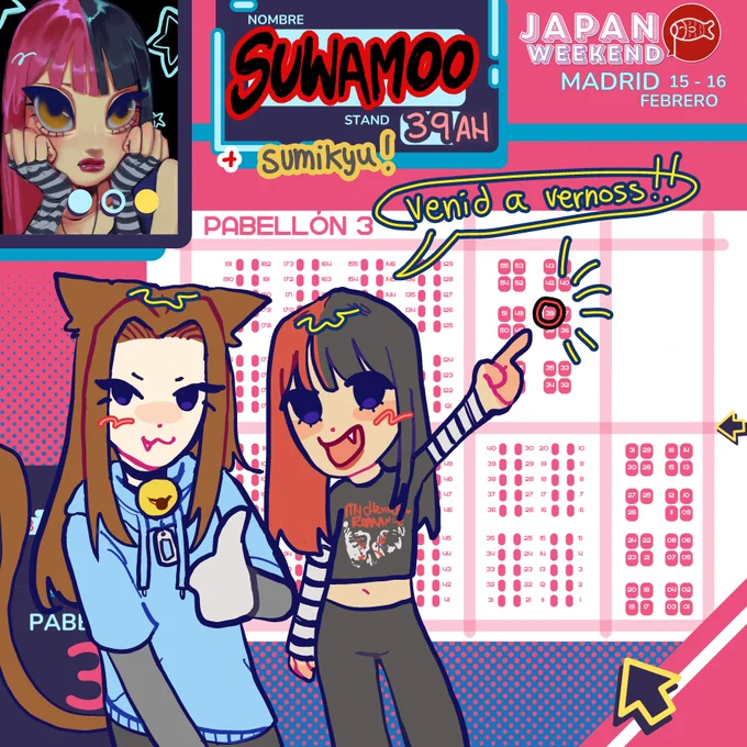 holahola! habemus ubi en la japan de febrero!!
acompañada por mi pupicielo @sumikyu_ <3

estaremos en el artist house 39 del pabellón 3!!!!
en un ratito os subo el catálogo con opción a reservar cosas :D
#JWarte 