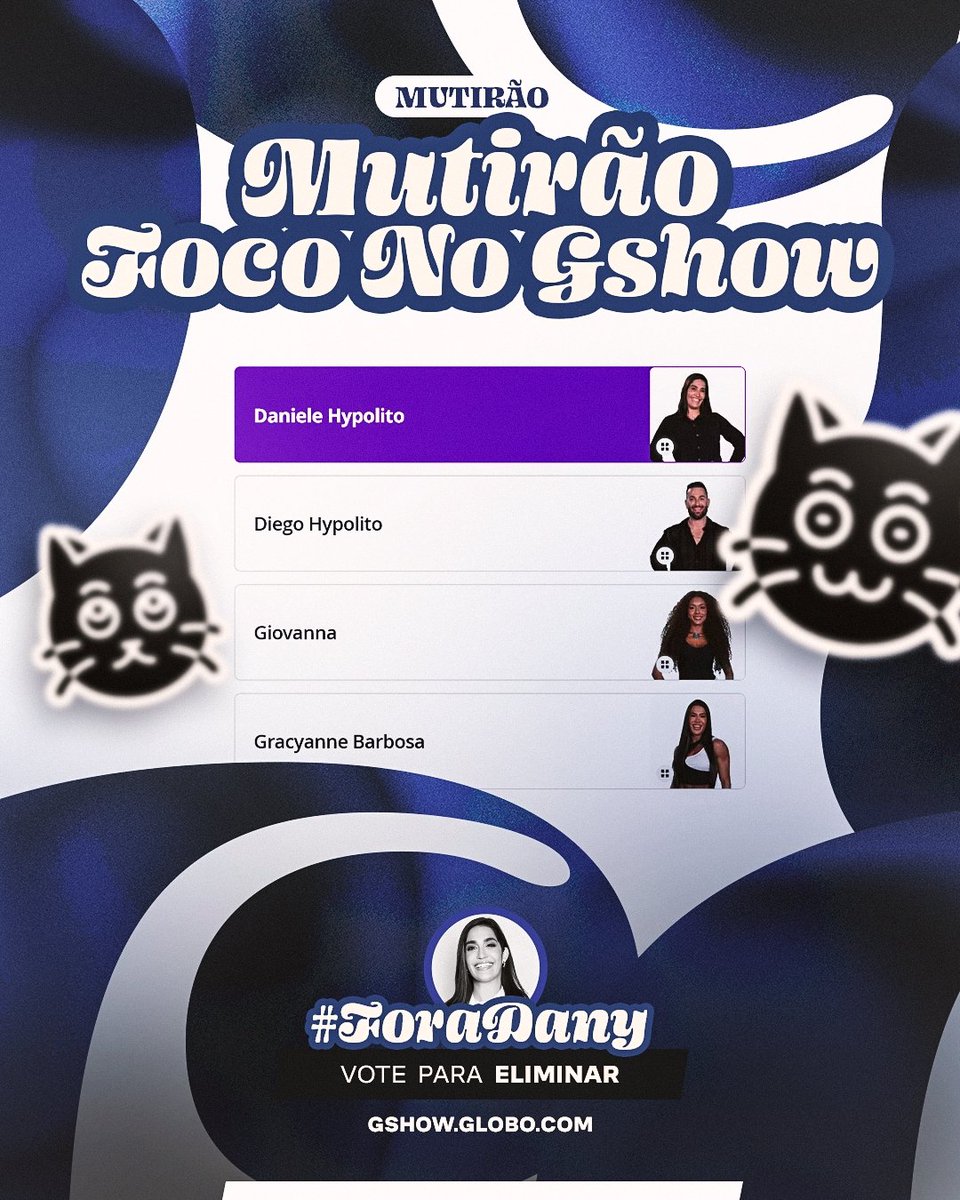 GiJacobina_'s tweet photo. 🎯 MUTIRÃO FOCO NO GSHOW INICIADO 🎯
✅ A CADA 10 VOTOS COMENTE UM EMOJI
⏰ Encerra: 20h
❌ O voto é para ELIMINAR: vote na DANY!
➡️ VOTO TORCIDA: https://t.co/FePMmRrWCJ
⚠️ Não esqueça de dar o seu Voto Único também: https://t.co/t00OgkuIsF
#BBB25 #FicaGi https://t.co/IFt39OFil0