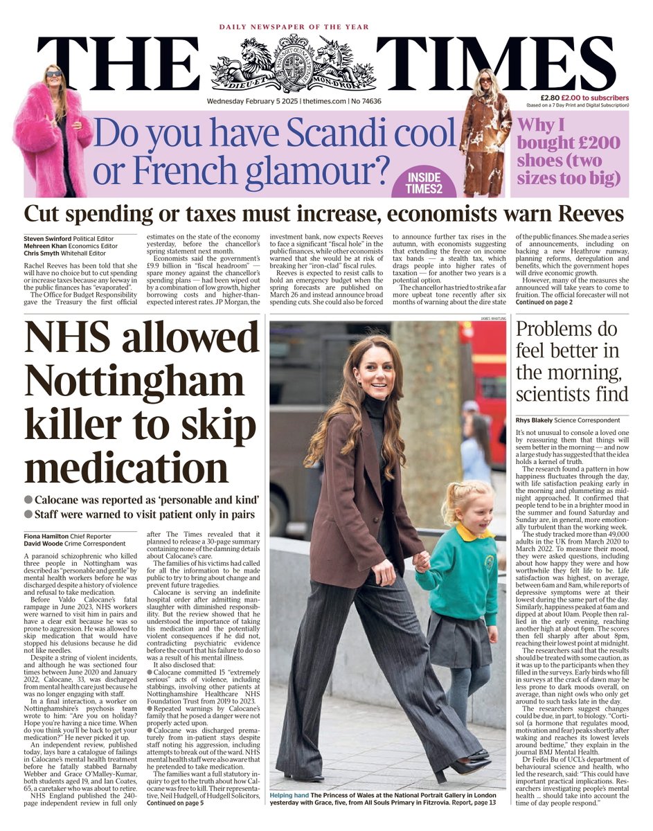 The Times: NHS allowed Nottingham killer to skip
medication #TomorrowsPapersToday