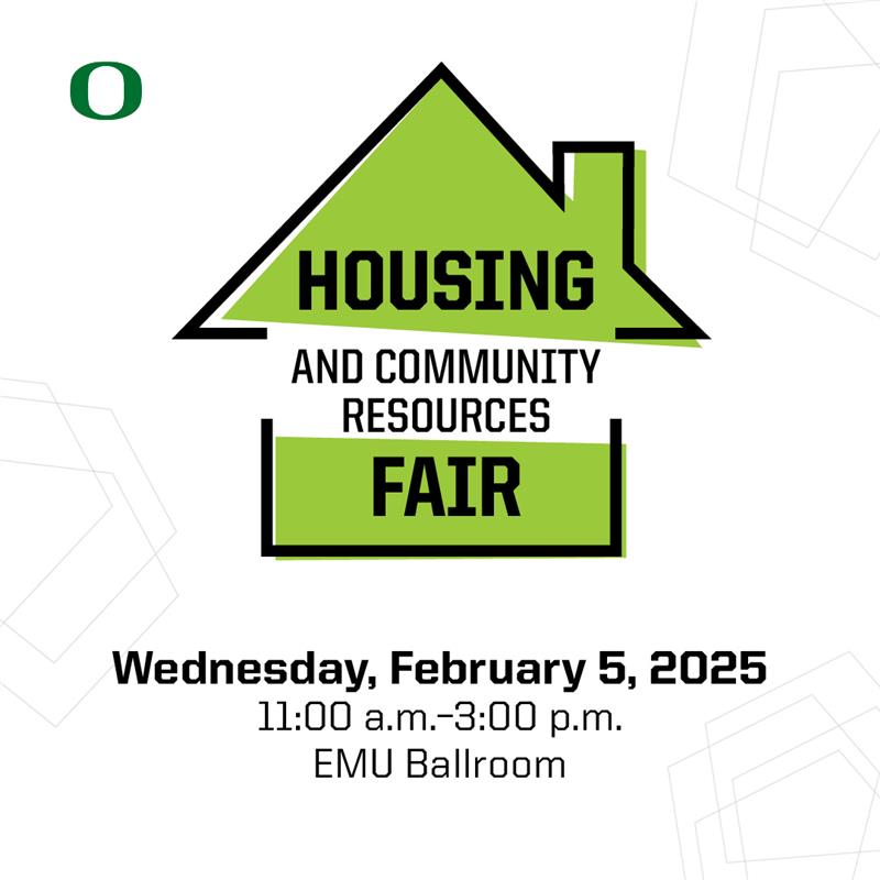 uohousing's tweet image. Stop by the EMU Ballroom on February 5, for the annual Housing &amp;amp; Community Resources Fair. Get the chance to meet UO and off-campus housing representatives, enter a drawing for amazing prizes and get help choosing where to live next year. Follow @uo_offcampusliving for more info!