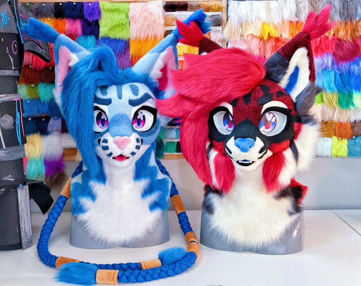 limeythecheetah's tweet photo. Completed Arcane Premades - Jinx the caracal and Vi the lynx. 💙❤️

Will be accepting offers in my Telegram Channel: https://t.co/EfnWetFBfU
Dates: 2.07-2.14 CST💘 
SB: 5,500 usd/ea 

Both come with paws, tail and 2 pairs of eyelids. 
Thanks for the love! 😺💞
#arcane #fursuit https://t.co/xEQ4O5bnbk
