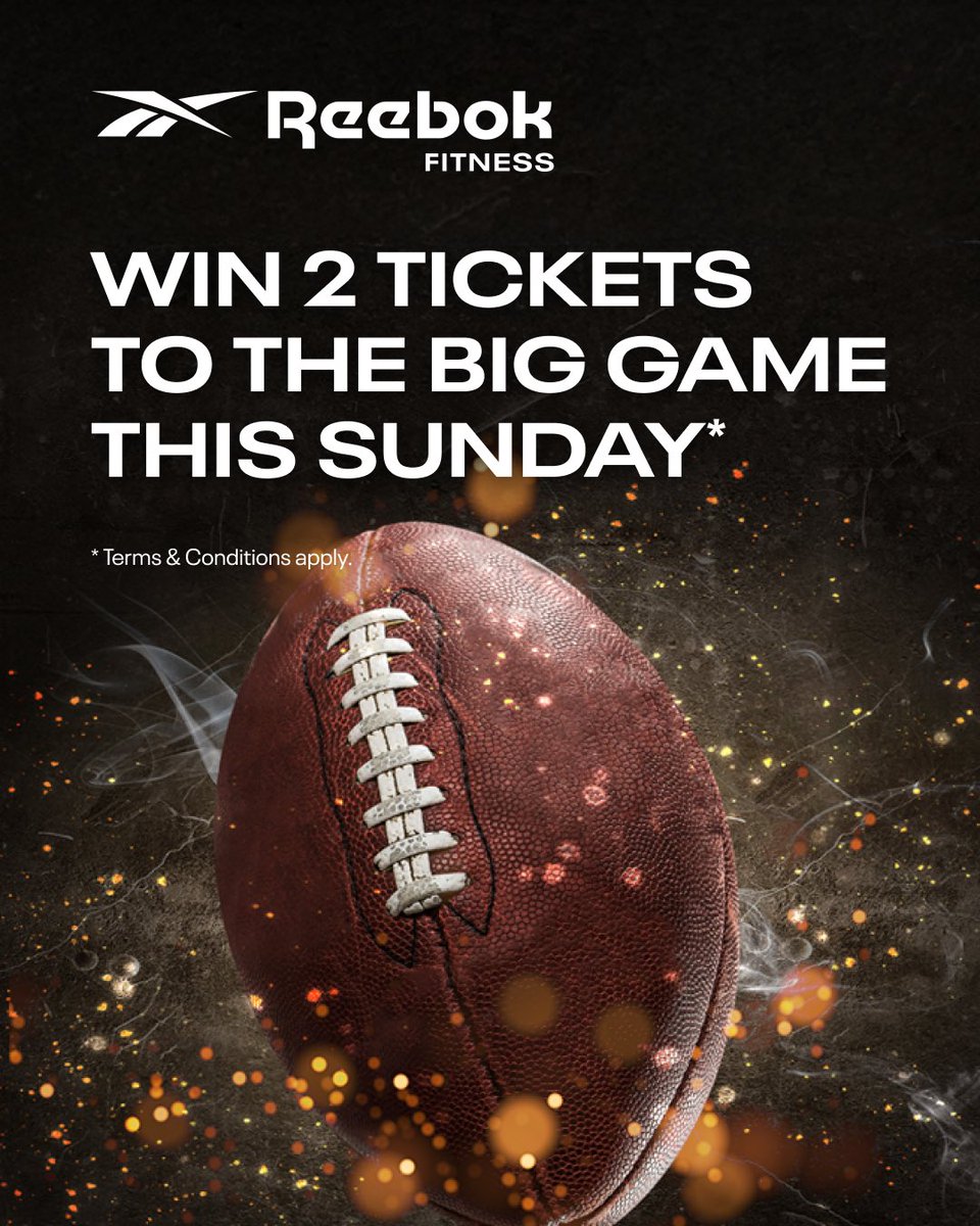 RBFitnessApp's tweet photo. 🏈✨ BIG GAME GIVEAWAY! ✨🏈
Want to be at the the BIG GAME in New Orleans this Sunday? 🏆🔥🎟️
Head over to https://t.co/03ZqeKuwta 📲 You'll also get 3 months FREE access to the Reebok Fitness App!
*T&amp;Cs apply and can be found on the website
#ReebokFitnessApp #BigGameGiveaway https://t.co/LWtL9dBebW