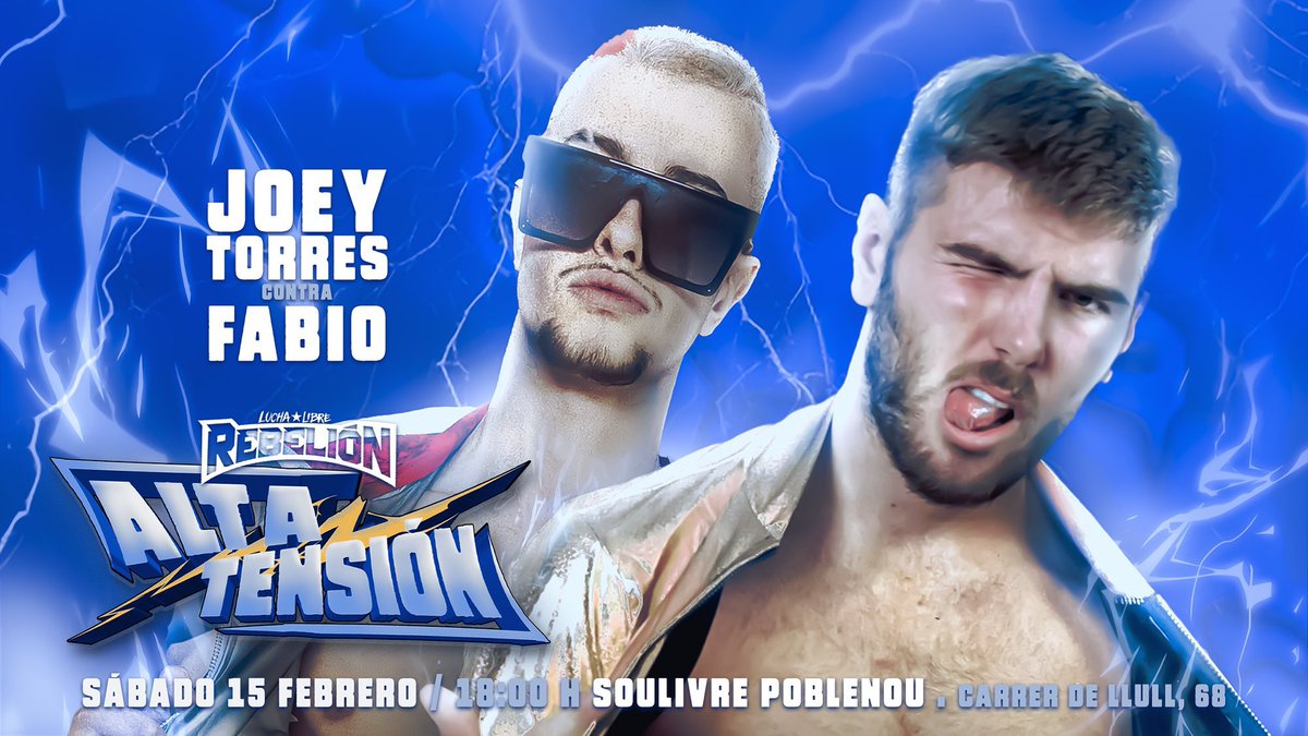 Confirmado para Rebelion Alta Tension el 15 de febrero:

- Íker Navarro vs LJ Cleary 
- Joey Torres vs Fabio

<a href="/LuchaRebelion/">Lucha Libre Rebelión</a> <a href="/Its___Fabio/">Fabio🍆🔥</a> <a href="/LJ_Cleary/">LJ Cleary - LJ・クリアリー</a> <a href="/JoeyTorresPW/">JOEY T O R R E S 🪞</a> <a href="/iker_cazador/">Iker Navarro</a>