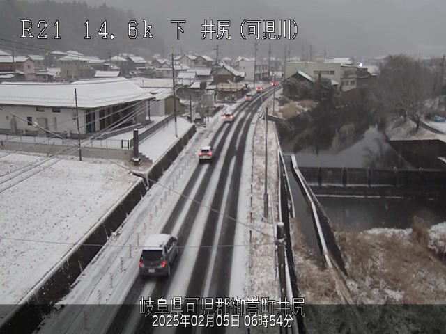 道路情報】#国道21号 #御嵩町 #可児市 #土岐市 #雪 2月5日6時54分現在