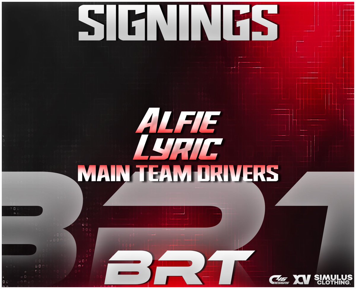 BungaBungaF1's tweet image. SIGNINGS | @Lyric_0000 @Alewis2005 

Out with the old and in with the new! We are delighted to welcome Lyric and Alfie to the team. The two main team drivers bring bags of pace to the team who look to strengthen our roster and push us to the next level. 

#WeAreBunga❤️