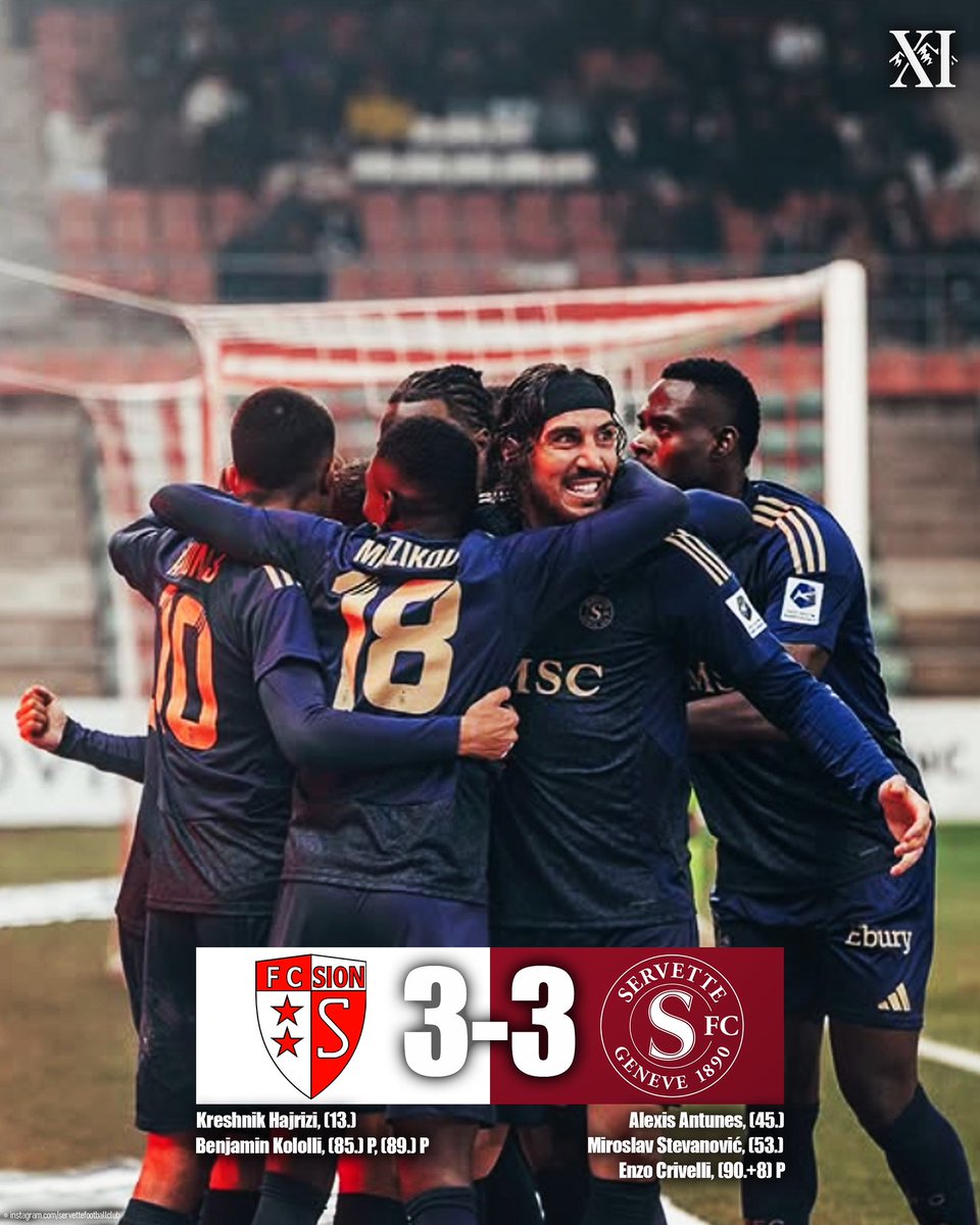 XIAlpine's tweet photo. 𝗜𝗡𝗖𝗥𝗘𝗗𝗜𝗕𝗟𝗘 𝗘𝗡𝗗𝗜𝗡𝗚. 🤯

#alpinexi #fcsion #lessédunois #servettefc #lesgrenats #matchday22 #creditsuissesuperleague #24 #25 #switzerland https://t.co/fy11dkrtnt