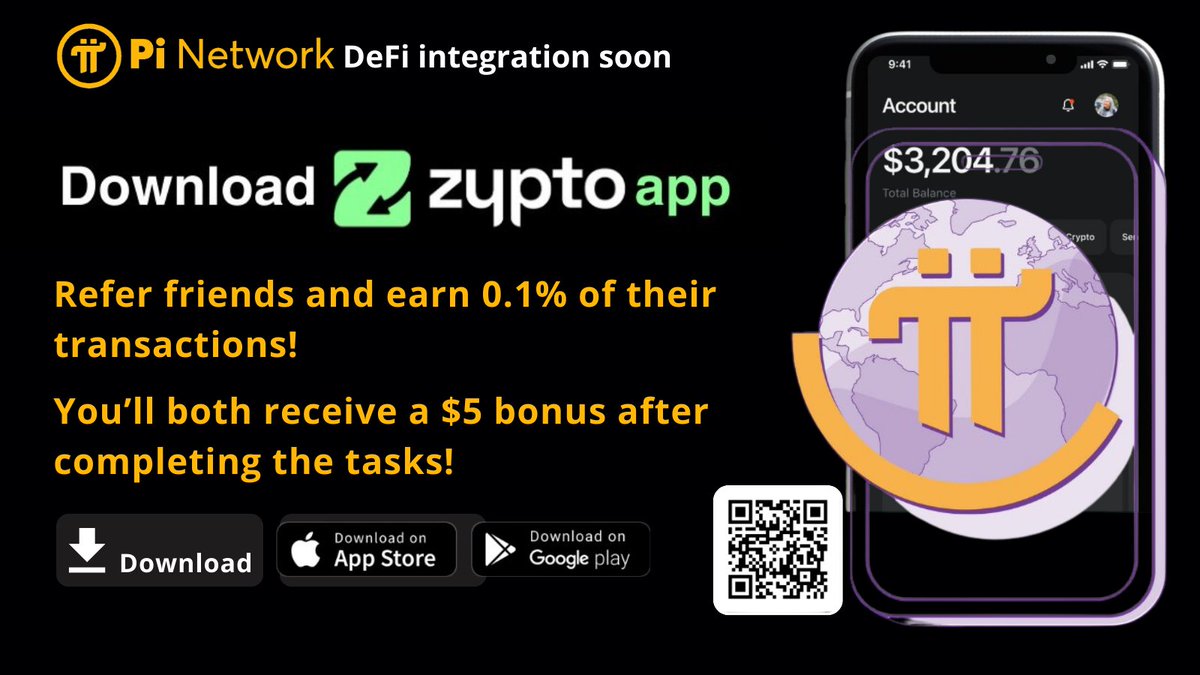 Exciting news for #PiNetwork  Pioneers!  
Zypto is preparing to be one of the first wallet apps with full Pi integration, offering amazing DeFi features.

Download the Zypto App: ref.zypto.com/yeNrZolRmNb  

Register in the Rewards Hub and share your personal referral link to earn