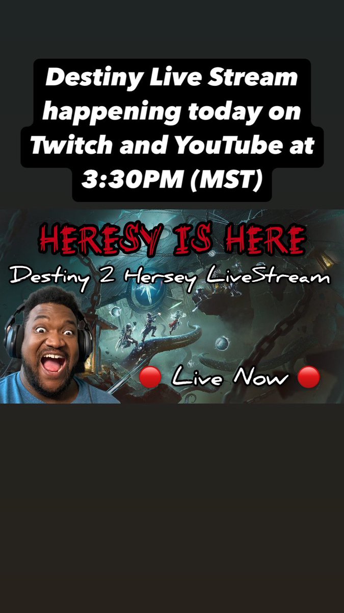 RedBackPanda's tweet photo. Live now on Twitch and YouTube! 

Day of 1 Hersey is here!

Come join the fun! 

https://t.co/YzWlESLfDW

#gaming #destiny2 #foryoupage #foryoupageviralシ #livestream 
#facecam https://t.co/Di6vvRP6S6