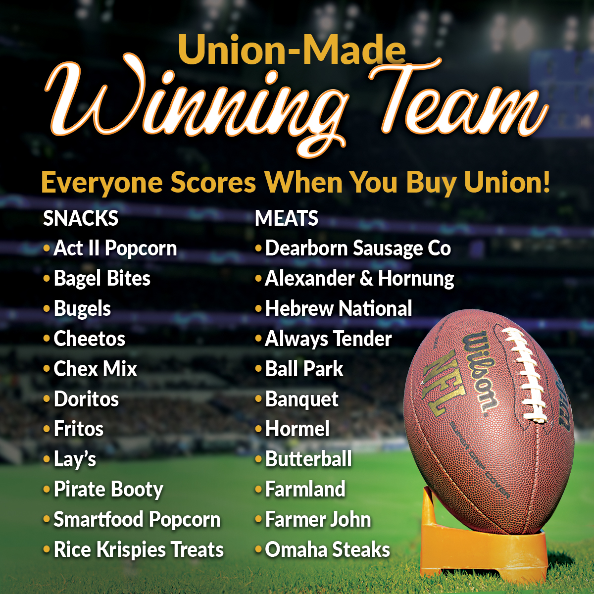 Make sure your game plan for this weekend's #SuperBowl includes buying plenty of #UnionMade products. Remember, everyone scores when you support #union workers.

#SuperBowlSunday #BuyUnion #Snacks #FootBallParty #WatchParty #GameDay #UnionProud #UnionStrong #FeelThePower #LIUNA