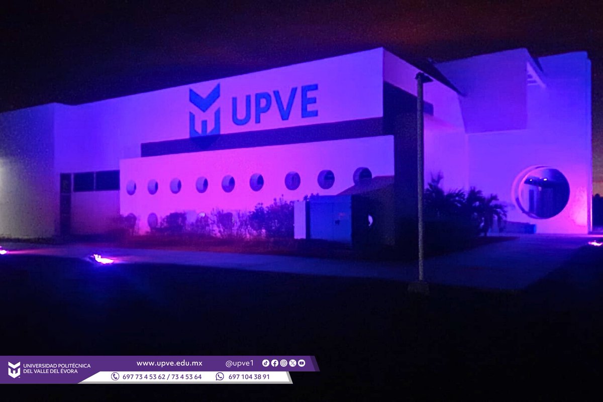 UPVE1's tweet photo. Para conmemorar el #DiaMundialContraElCancer, la Universidad Politécnica del Valle del Évora encendió las luces de color morado para iluminar el edificio del Centro de Información durante la noche del lunes 03 de febrero para amanecer el día martes 04 de febrero.#UnidosPorLoÚnico https://t.co/L62MvzQZnn